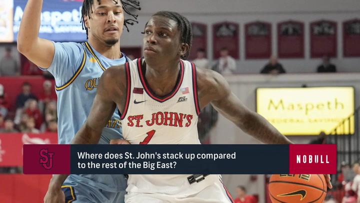 Basketball player from St. John's faces an opponent; challenges in 2024 Big East Tournament.