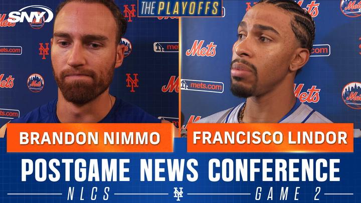 Brandon Nimmo on not being 100%, Francisco Lindor on feeling pressure after Mets' Game 2 win