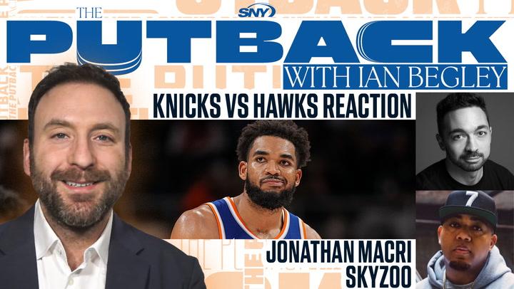 Promotional image for "The Putback with Ian Begley" discussing Knicks' struggles and future games.