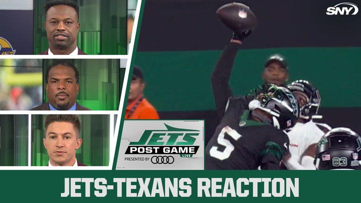 Jets Post Game Live panel discusses the Jets' 21-13 win over the Texans, ending losing streak.