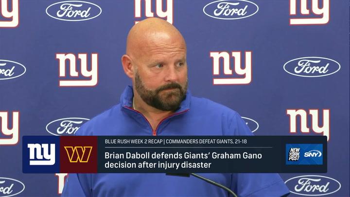 Brian Daboll addresses press post Giants' Week 2 loss; Blue Rush Podcast reviews what went wrong.