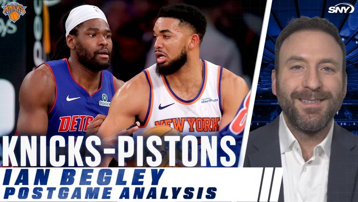 Ian Begley analyzes Knicks-Pistons game, Karl-Anthony Towns' thumb injury on SportsNite.