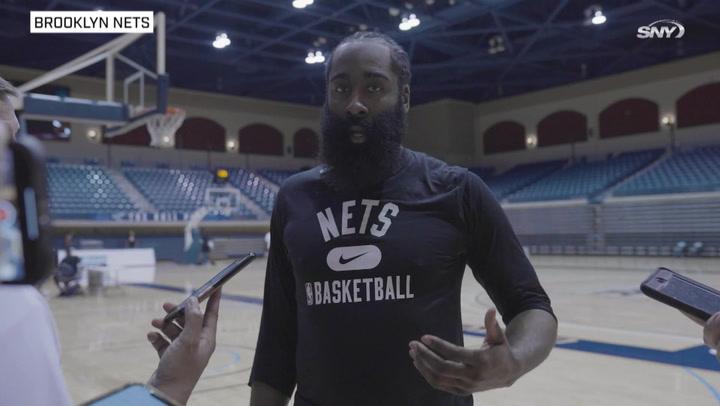 James Harden on how Kyrie Irving vaccination is like Houston Rockets ordeal | Nets News Conference