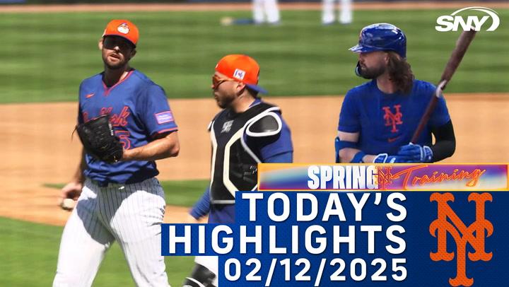 Clay Holmes throws live BP to Jesse Winker and Ronnie Mauricio at Mets spring training