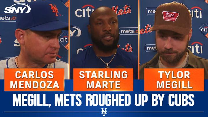 Mets' Carlos Mendoza, Tylor Megill and Starling Marte talk Megill's poor outing and Marte's knee injury