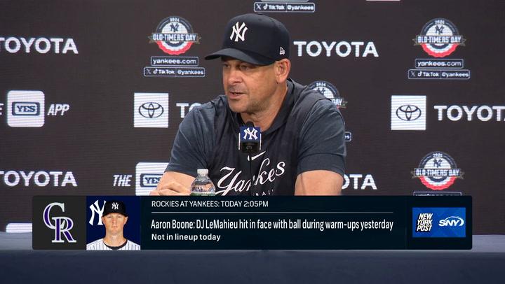 Aaron Boone updates on DJ LeMahieu and Anthony Rizzo, discussing future Hall of Fame players.