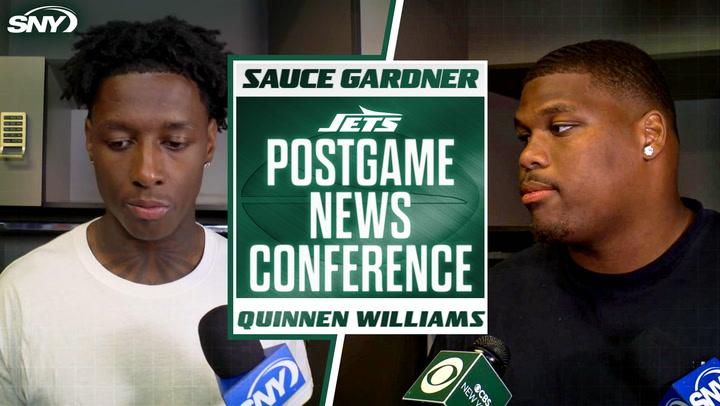 Jets' Sauce Gardner and Quinnen Williams discuss defensive struggles and stopping 49ers' run game.