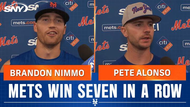 Brandon Nimmo and Pete Alonso on Mets' comeback win against Texas and their seven-game winning streak