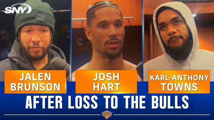 Jalen Brunson, Josh Hart, and Karl-Anthony Towns discuss Knicks' loss to Bulls, key moments.