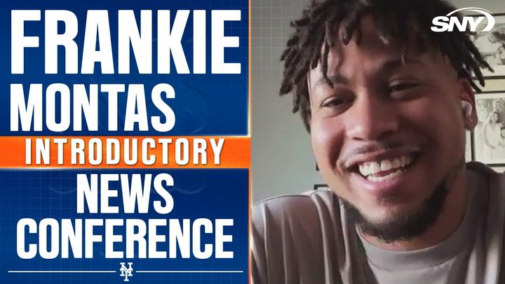 Frankie Montas smiles during Mets news conference, shares how Sean Manaea influenced his move.