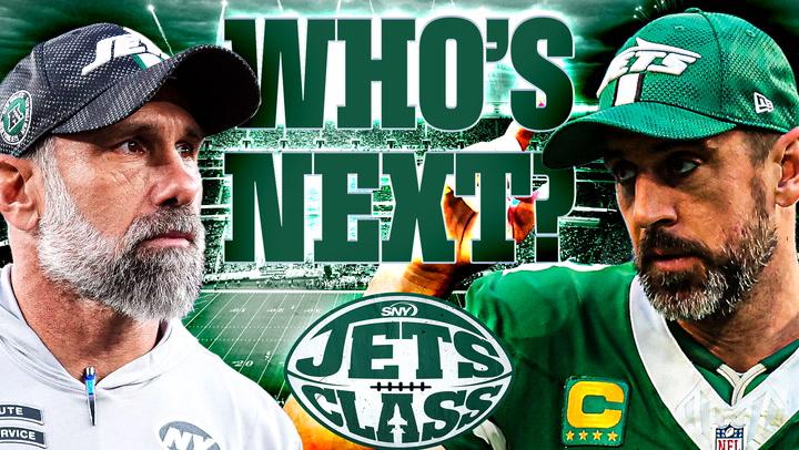 Magazine-style graphic asks, "Who's Next?" for Jets' quarterback and coach in 2025.