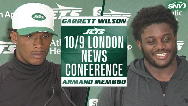 Garrett Wilson and Armand Membou at Jets 10/9 London news conference.