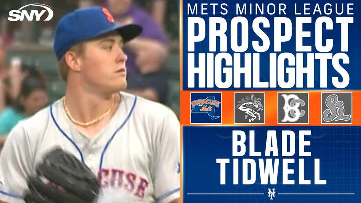 Mets prospect Blade Tidwell strikes out five in 6.1 innings for Triple-A Syracuse; prospect highlights.