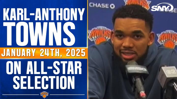 Karl-Anthony Towns discusses his Knicks All-Star selection and compares to Monroe, Frazier.