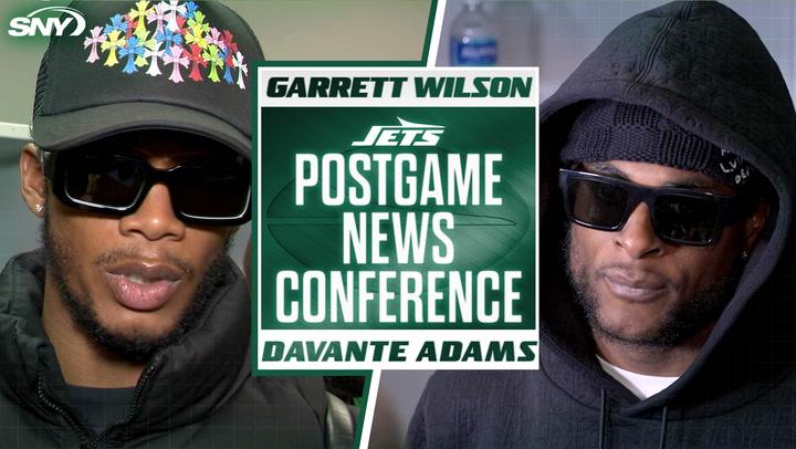 Garrett Wilson and Davante Adams discuss Jets' energy in postgame conference after Bills loss.