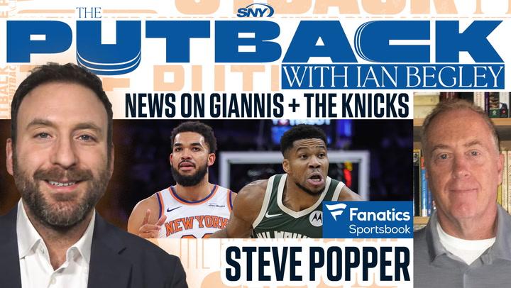 Ian Begley hosts "Putback" with a Fanatics Sportsbook logo and Super Bowl memorabilia in the background.