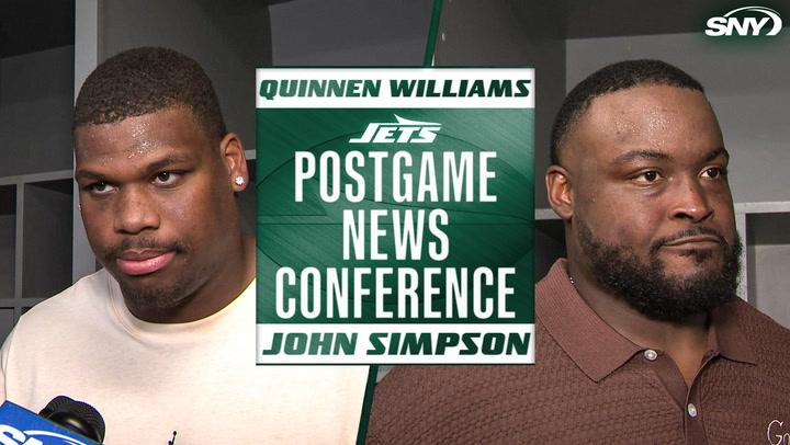 Quinnen Williams and John Simpson at Jets postgame news conference, SNY.