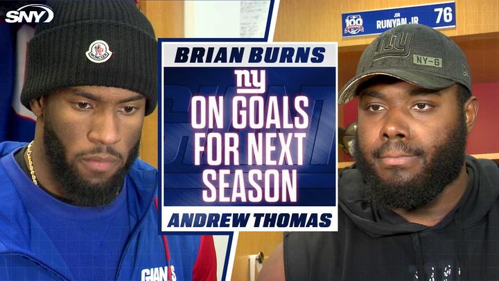 Brian Burns and Andrew Thomas discuss injuries, effort, and goals for next season with the Giants.