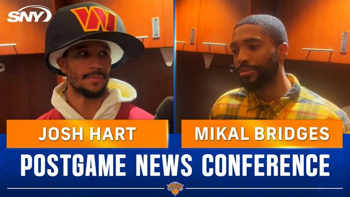 Josh Hart and Mikal Bridges discuss the Knicks' victory. Postgame conference highlights.