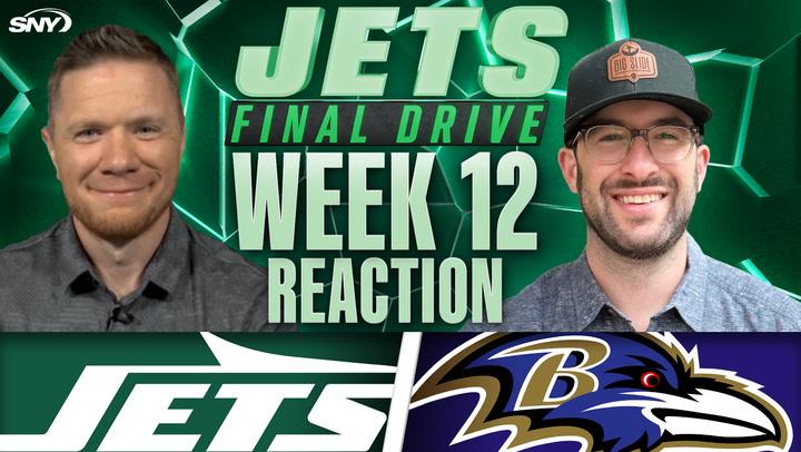 Jets Final Drive Week 12 reaction with Jets and Ravens logos and two hosts.