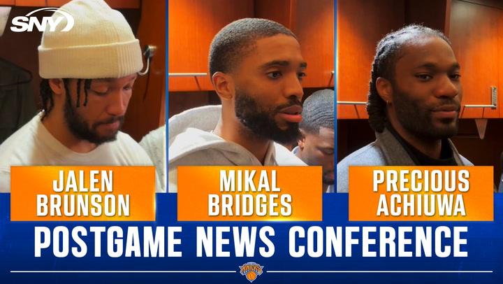 Jalen Brunson, Mikal Bridges, and Precious Achiuwa discuss the Knicks' 110-105 win over 76ers.