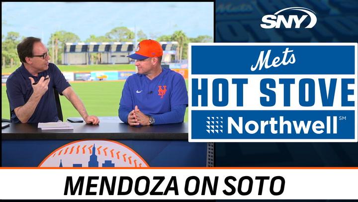 SNY's Gary Apple interviews Mets manager Carlos Mendoza on Juan Soto, Pete Alonso's return.