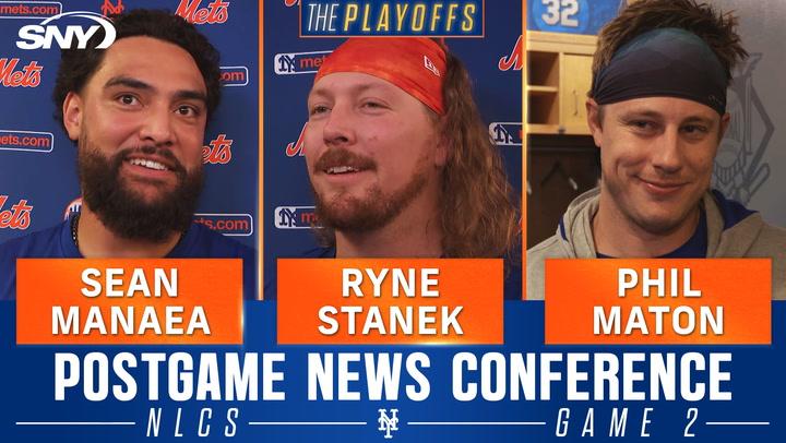 Sean Manaea, Ryne Stanek, and Phil Maton discuss Mets' Game 2 NLCS win over Los Angeles.