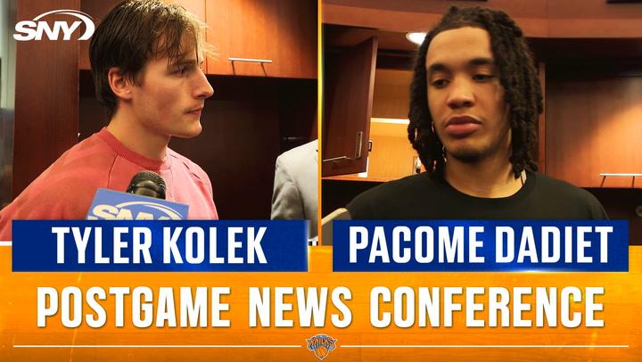 Tyler Kolek and Pacome Dadiet postgame news conference for the Knicks.