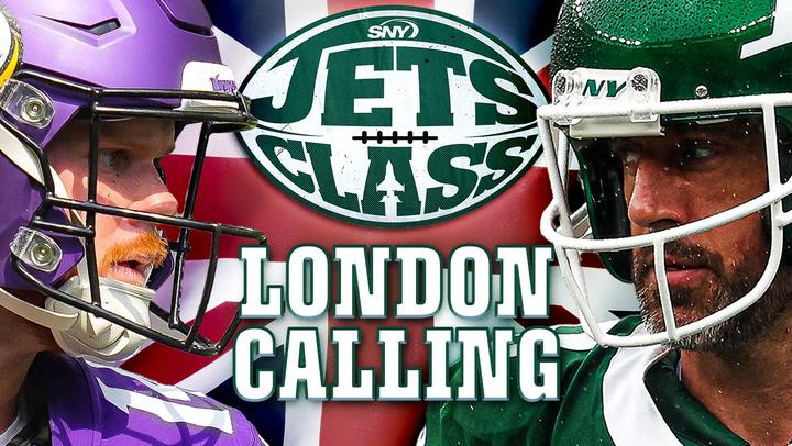 Cover image for "Jets Class - London Calling," featuring the Jets and Vikings helmets.