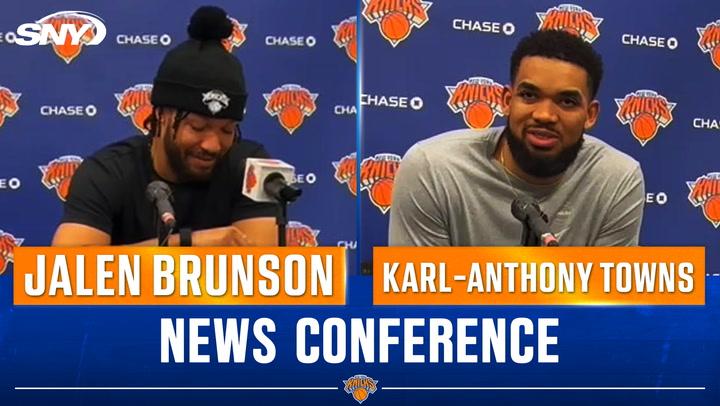 Jalen Brunson and Karl-Anthony Towns discuss All-Star experiences, Knicks' second-half goals.