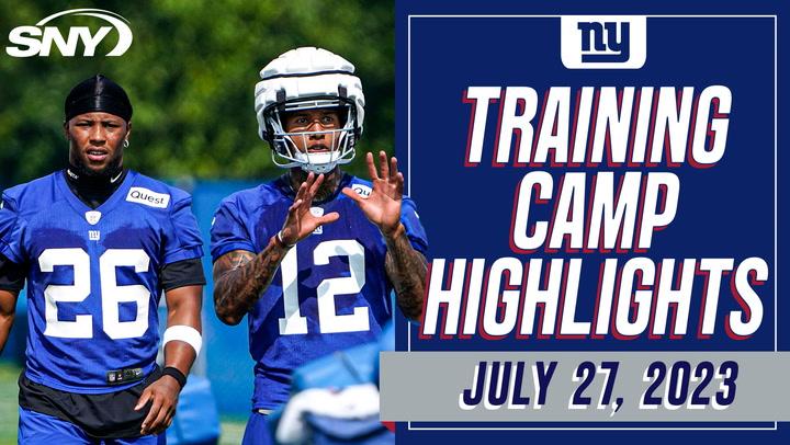 Daniel Jones and Saquon Barkley connect, Darren Waller gets in reps at Giants Training Camp Thursday