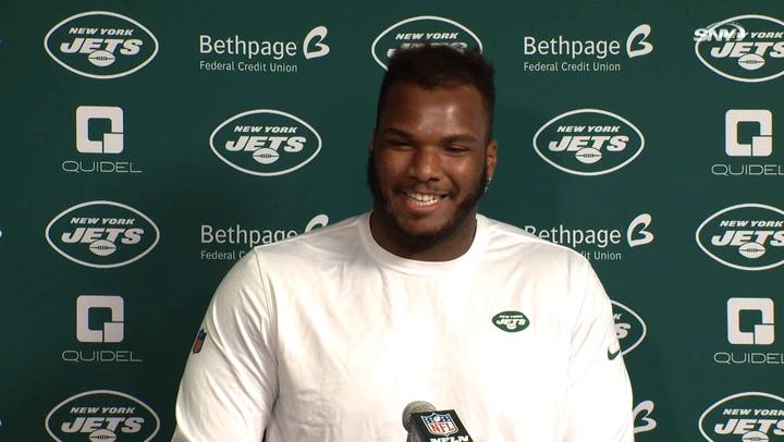 Jets vs Texans: John Franklin-Myers on 1st ever interception in 21-14 win | Jets Post Game