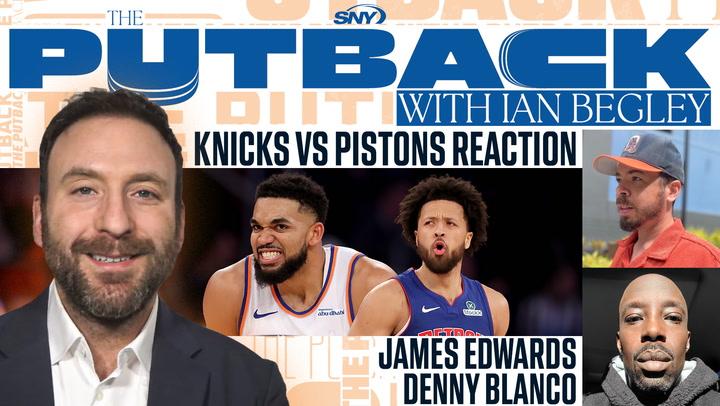 Alt text: "The Putback with Ian Begley: Knicks' ego management, trade targets, Pistons loss recap."