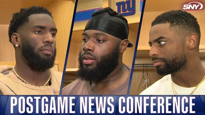 New York Giants players at postgame news conference, SNY network.