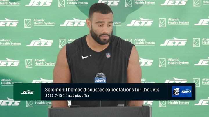 Jets player at press conference