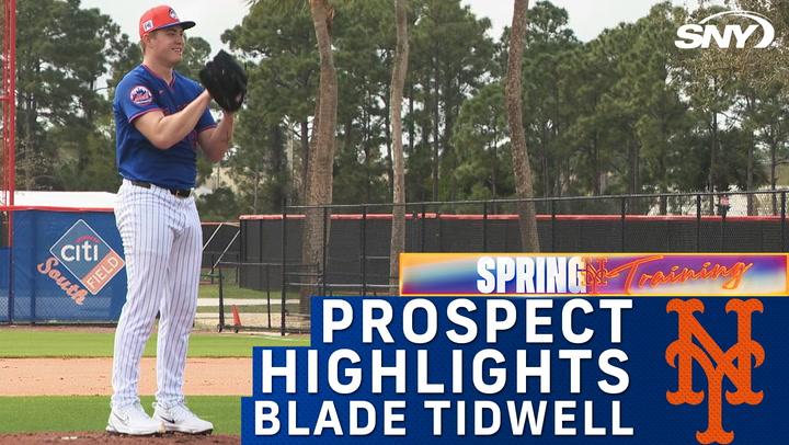 Mets prospect Blade Tidwell throws live BP at spring training