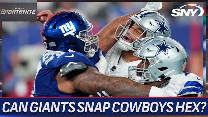 NFL Insider Connor Hughes talks Giants vs. Cowboys jinx on SportsNite. Giants look to end losing streak.