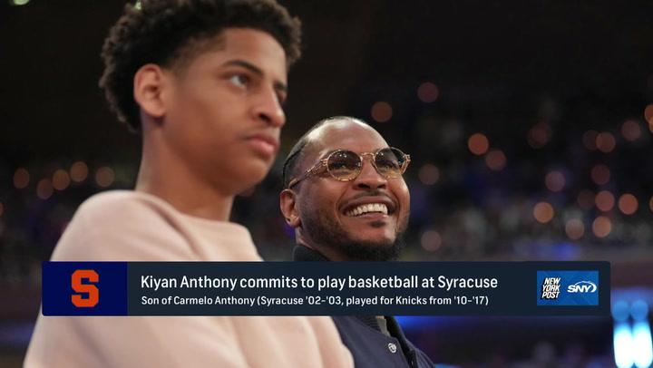 Kiyan Anthony, son of Carmelo Anthony, commits to Syracuse basketball, embracing his journey.