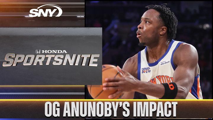 OG Anunoby of the Knicks featured with the headline "OG Anunoby's Impact" on SNY Sportsnite.