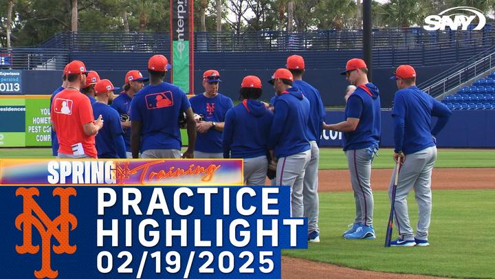 Pete Alonso, Mark Vientos, and Jett Williams workout at Mets practice