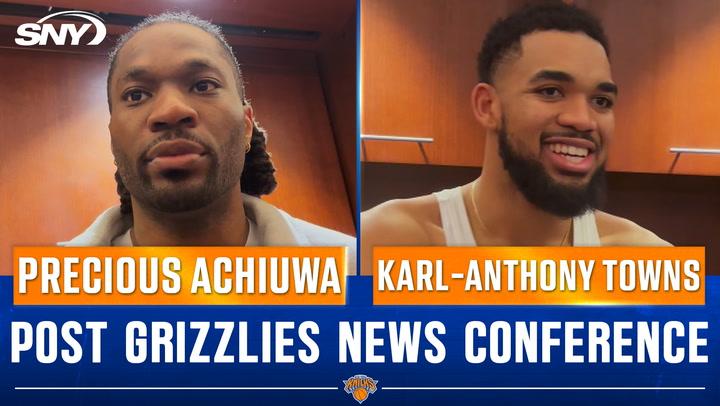 Precious Achiuwa and Karl-Anthony Towns discuss performances and injuries post-Memphis game.