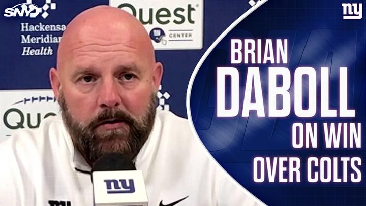 New York Giants' head coach Brian Daboll discusses team's win over Colts, inspiring young players.