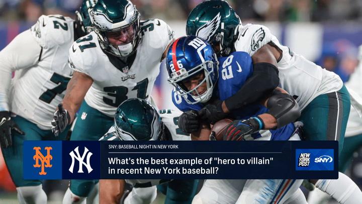 What NY baseball player went from hero to villain like Saquon Barkley has done?