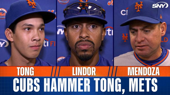 Tong, Lindor, and Mendoza react as Cubs hammer Tong and Mets