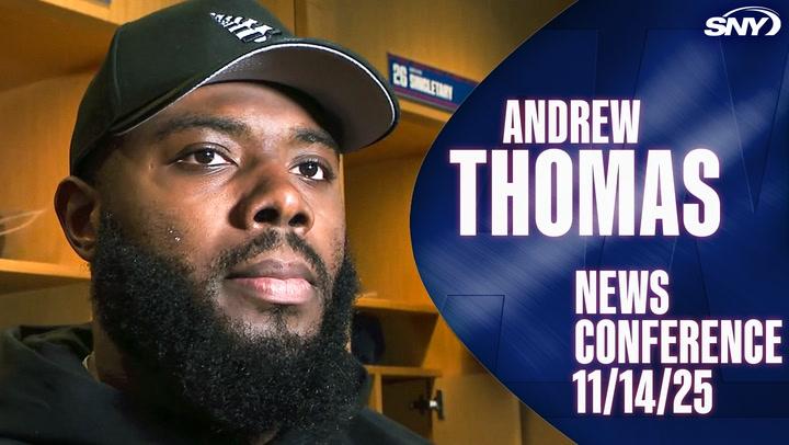 Andrew Thomas news conference for Giants on 11/14/25, SNY network.