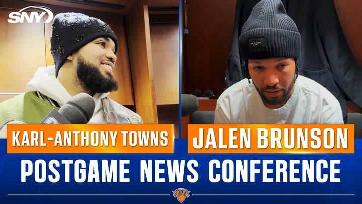 Jalen Brunson and Karl-Anthony Towns discuss big win, heading into All-Star break.