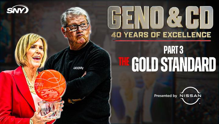 Alt text: UConn coaches Geno Auriemma and Chris Dailey set 'gold standard' in 40-year legacy.