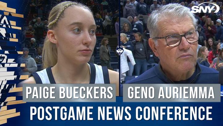 Paige Bueckers and Geno Auriemma discuss UConn's 86-49 win over USF postgame with SNY.