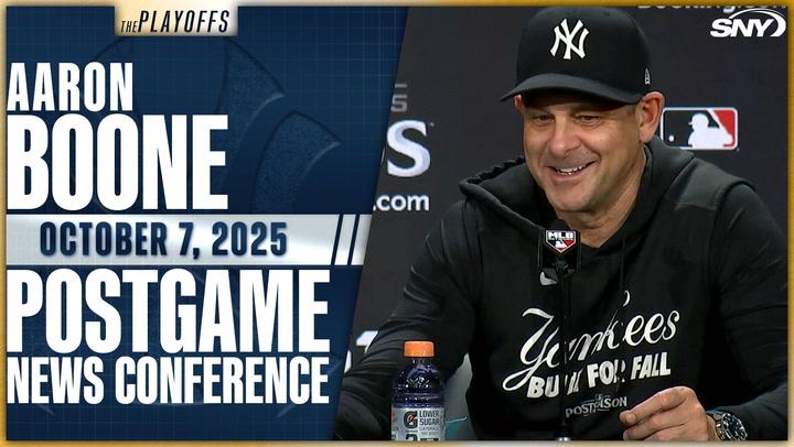 Aaron Boone on  Aaron Judge's 'MVP' performance as Yankees stay alive in ALDS with Game 3 win  