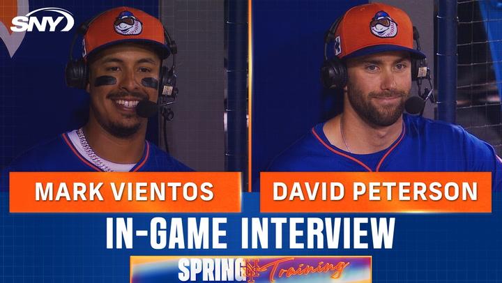 David Peterson and Mark Vientos in-game interviews during Mets spring training